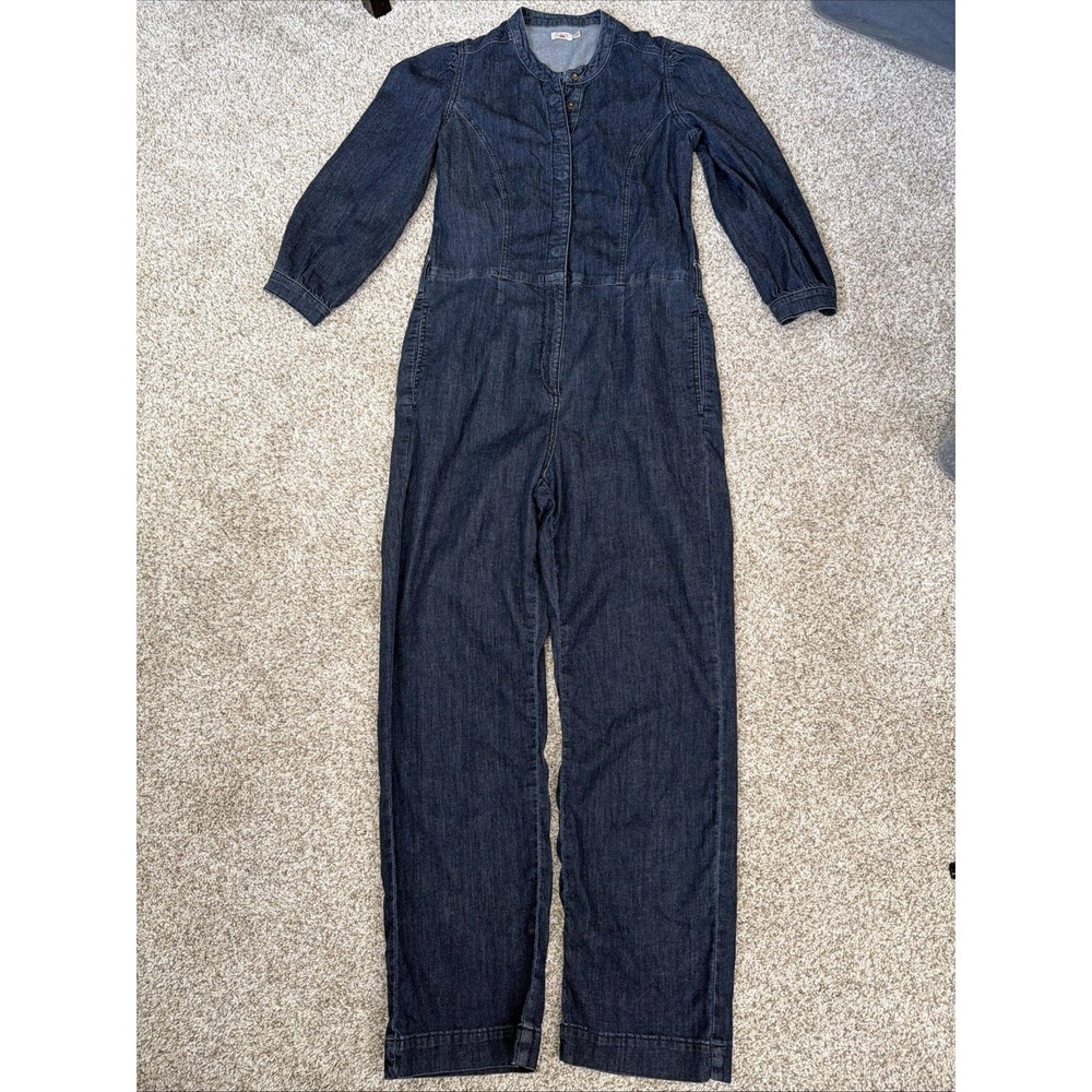 Faherty Charlotte Denim Jumpsuit Women’s Size S Dark Wash - Missing Waist Tie